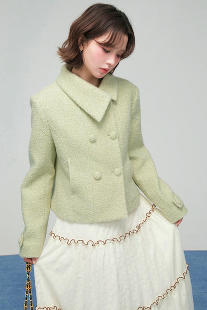 エレガントダイアゴナルウールンコート