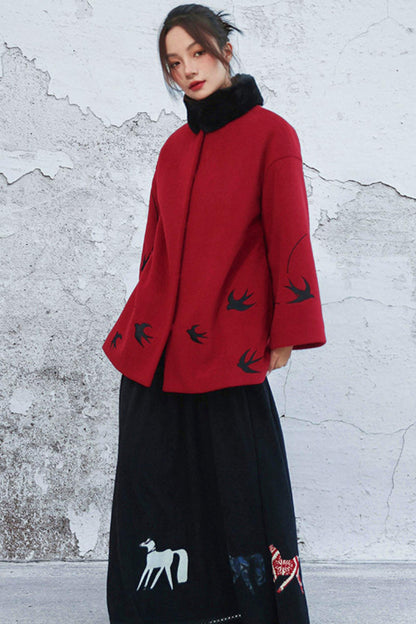 Fayan Embroidered Wool Coat