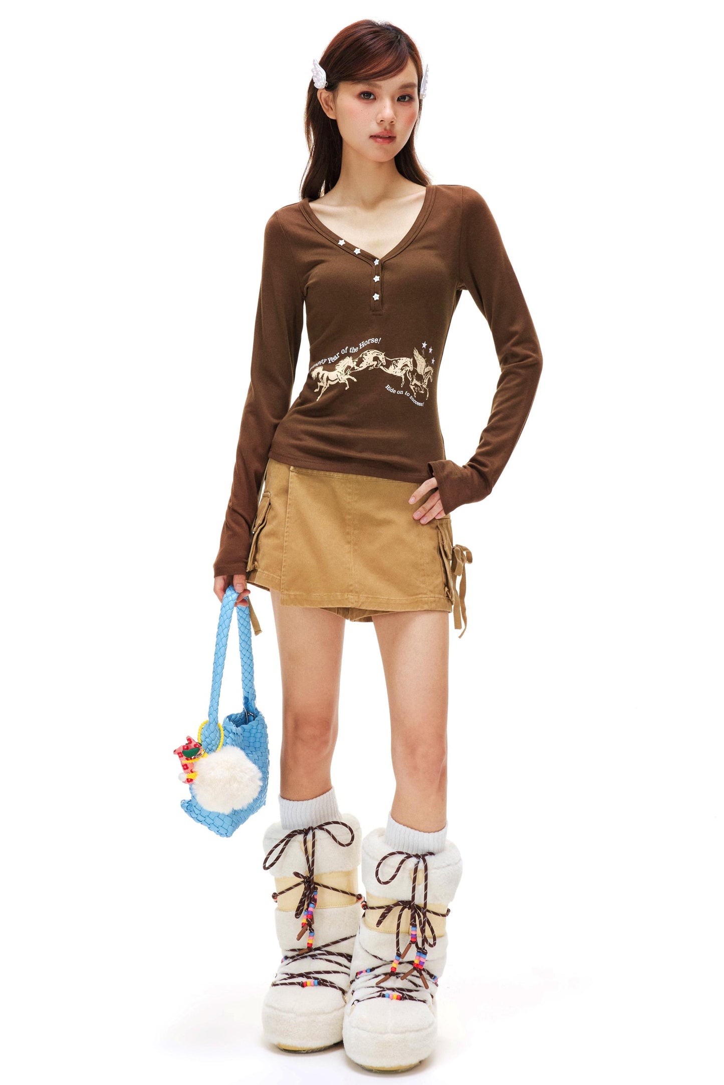 Happy Horse Design Star V-neck Top