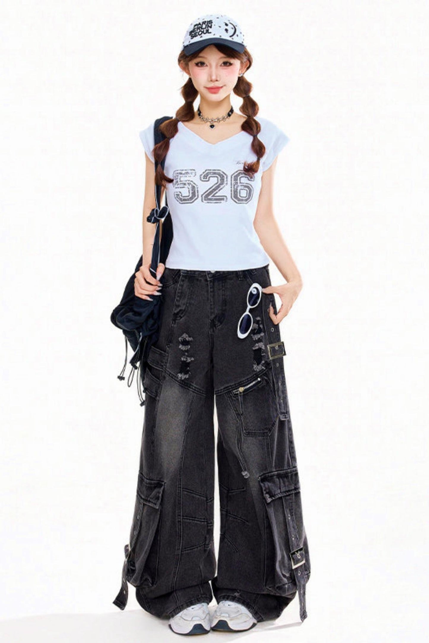 High Street Wash Wide Denim Pants
