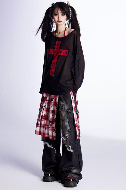 アシンメトリーショルダークロストップス