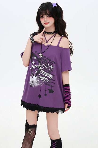 アジアンワンショルダールーズTシャツ