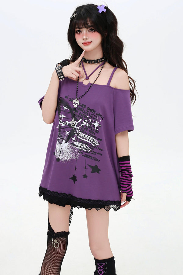 アジアンワンショルダールーズTシャツ