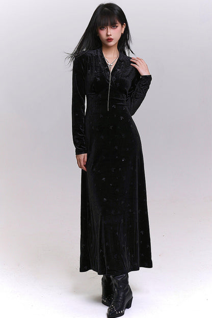 ブラックベルベットバタフライドレス