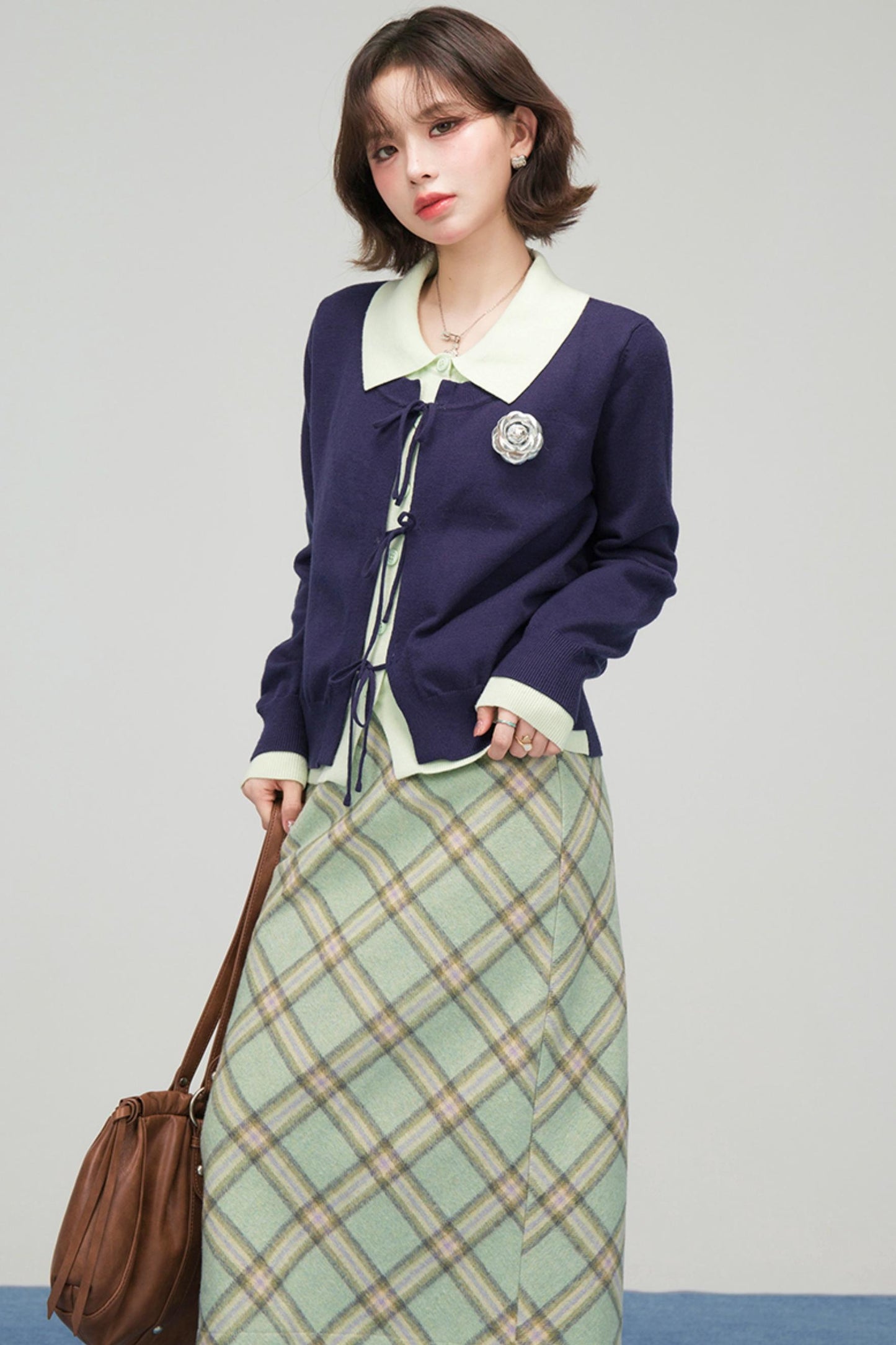 プルシアンブルーリボンカーディガン