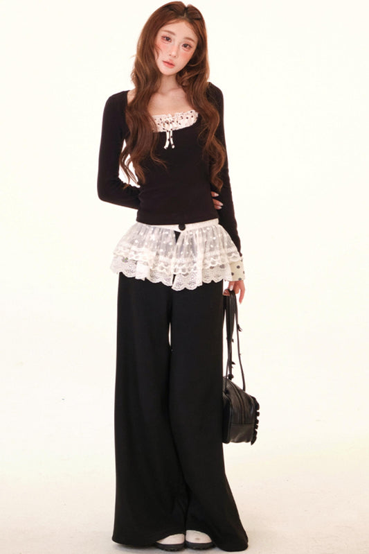 Polka Dot Fleece Lined Blouse + Pants