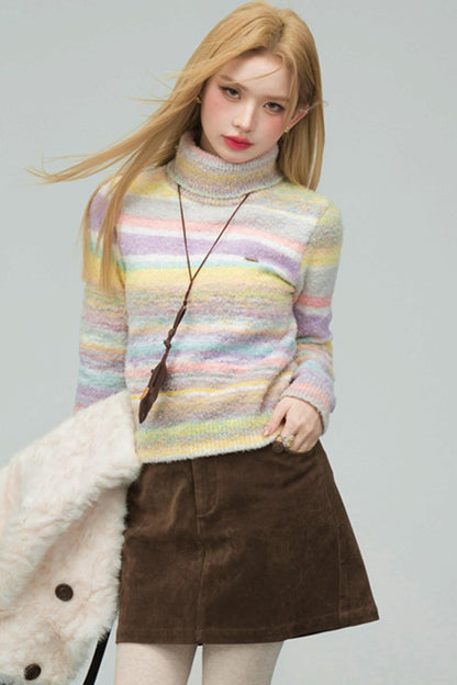 レインボーグラデーションストライプドセーター