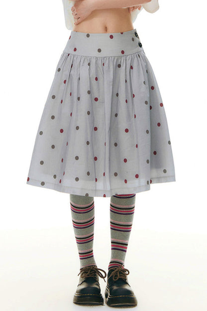 Retro Polka Dot Midi Skirt