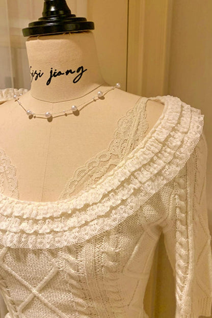 Soft twisted knit sweater + tutu skirt + sleeve knit