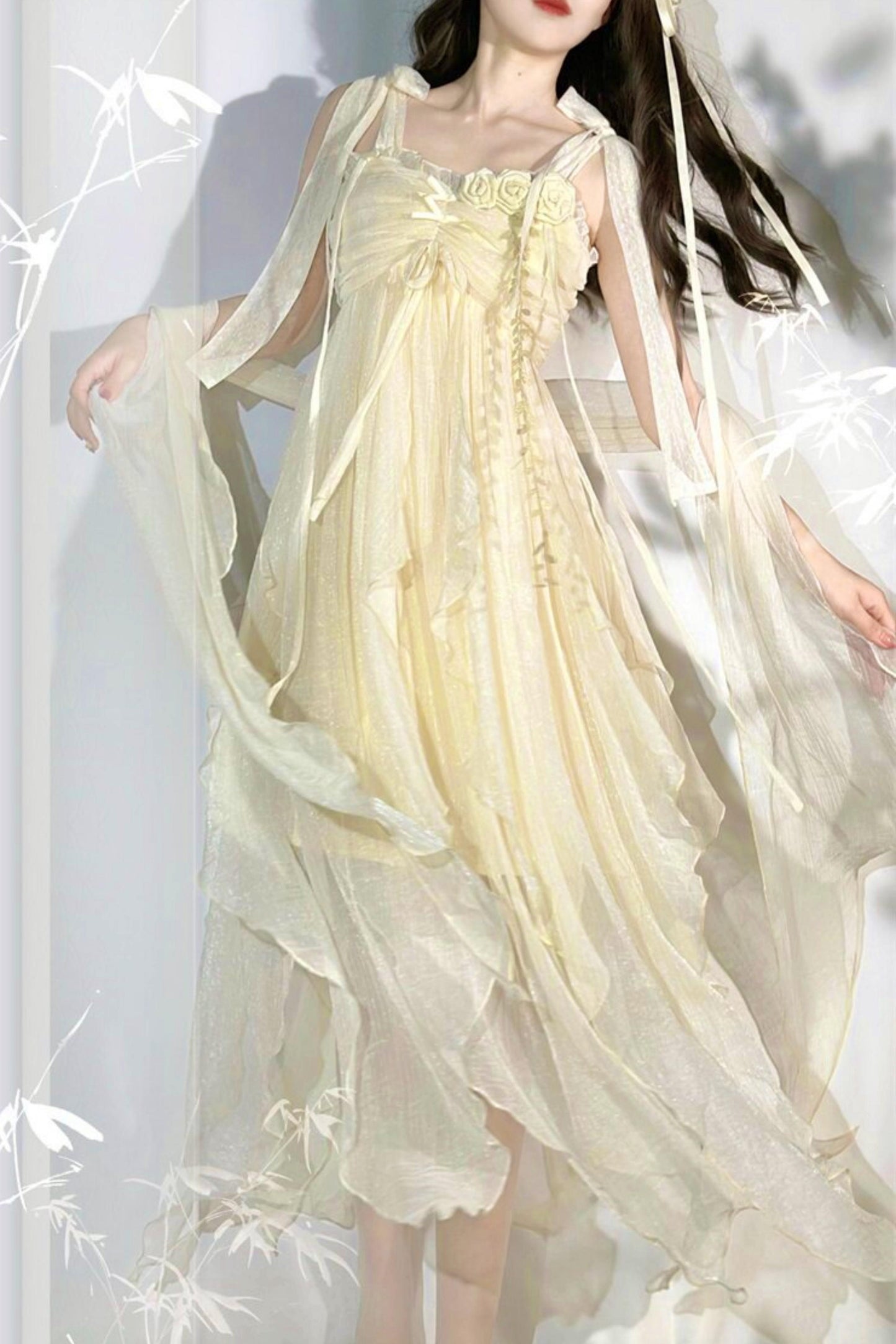 Robe lolita de fée d’un blanc pur (avec châle)