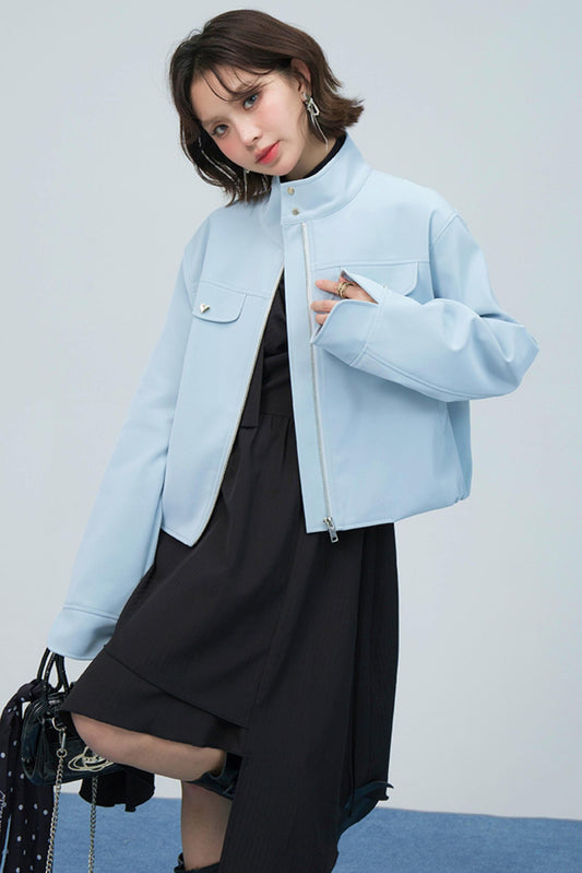 ブルーヴェルヴェットレザージャケット