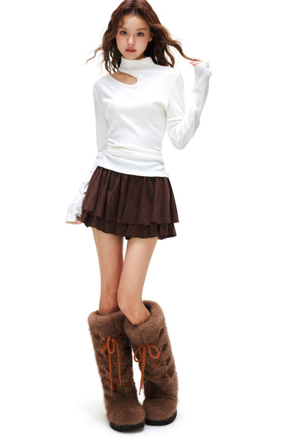 スエードラッフルドスカート