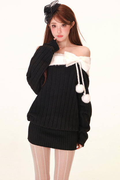 スノーボールベルベットオフショルダードレス