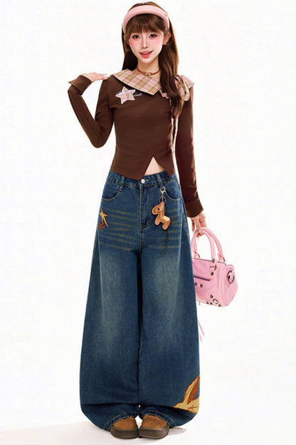 Retro Patchwork Plaid Top