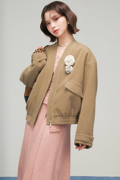 ラテクロワッサンブイネックジャケット