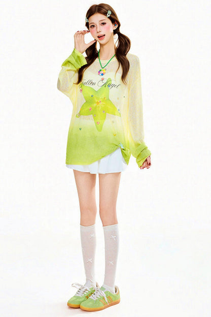 シアービビットグラデーショントップス