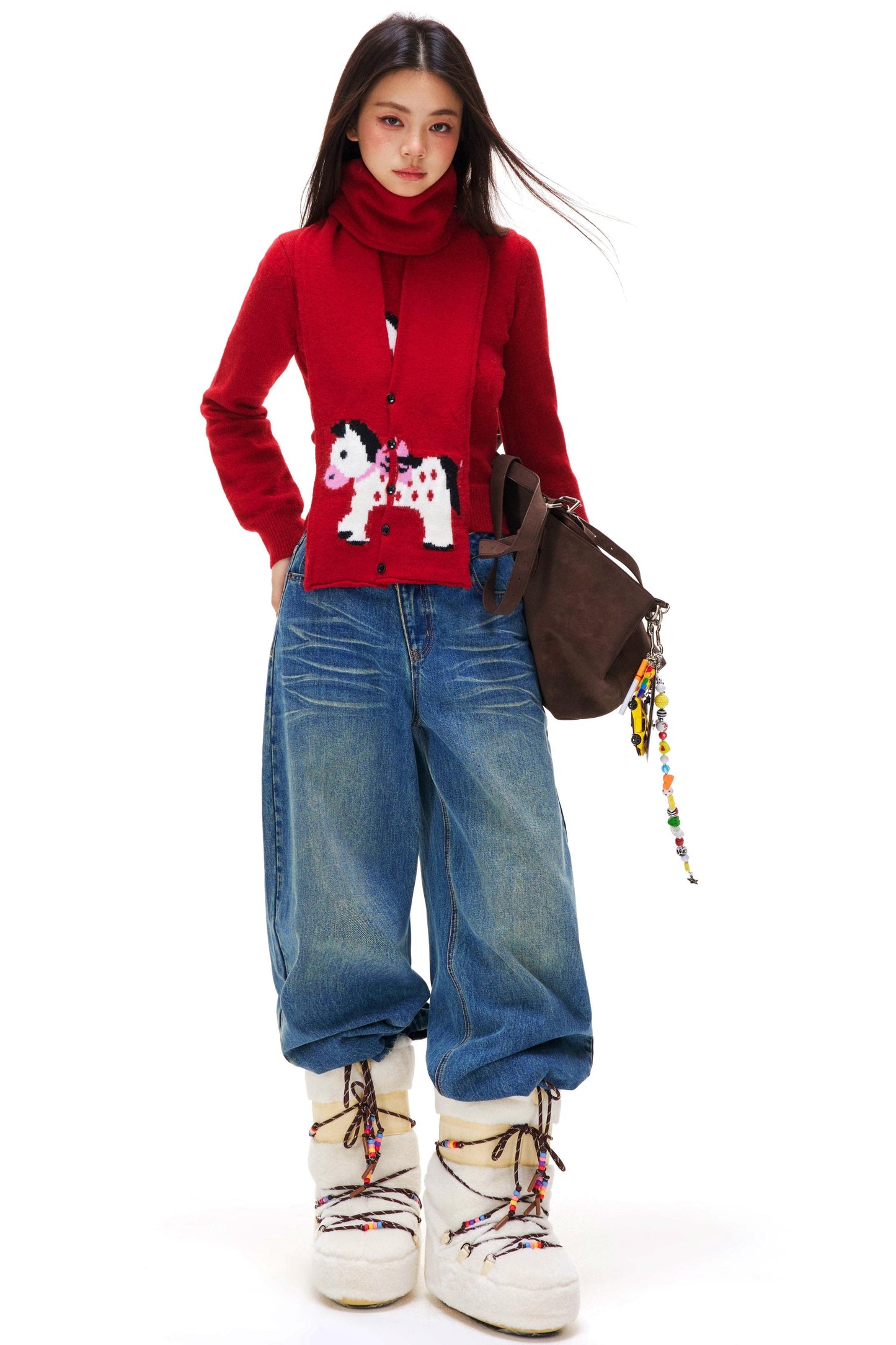 Little Horse Jacquard Sweater + Scarf