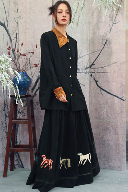 Goldener Drache Diagonal Kragenhemd