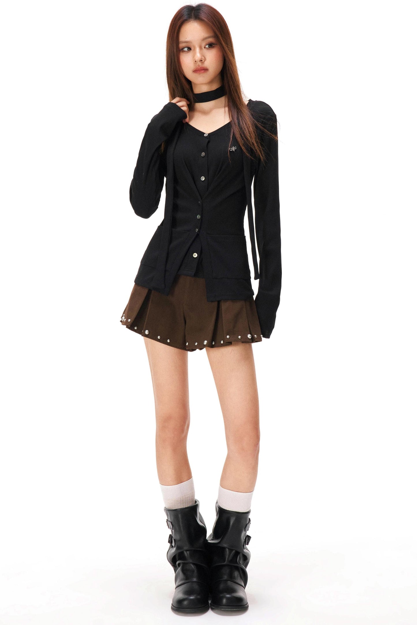 ファインリブドニットカーディガン