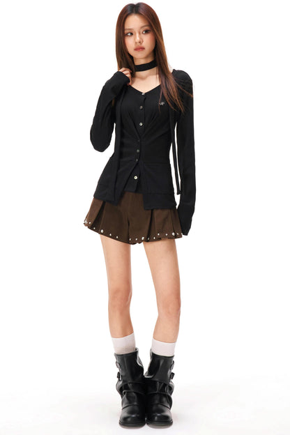 ファインリブドニットカーディガン