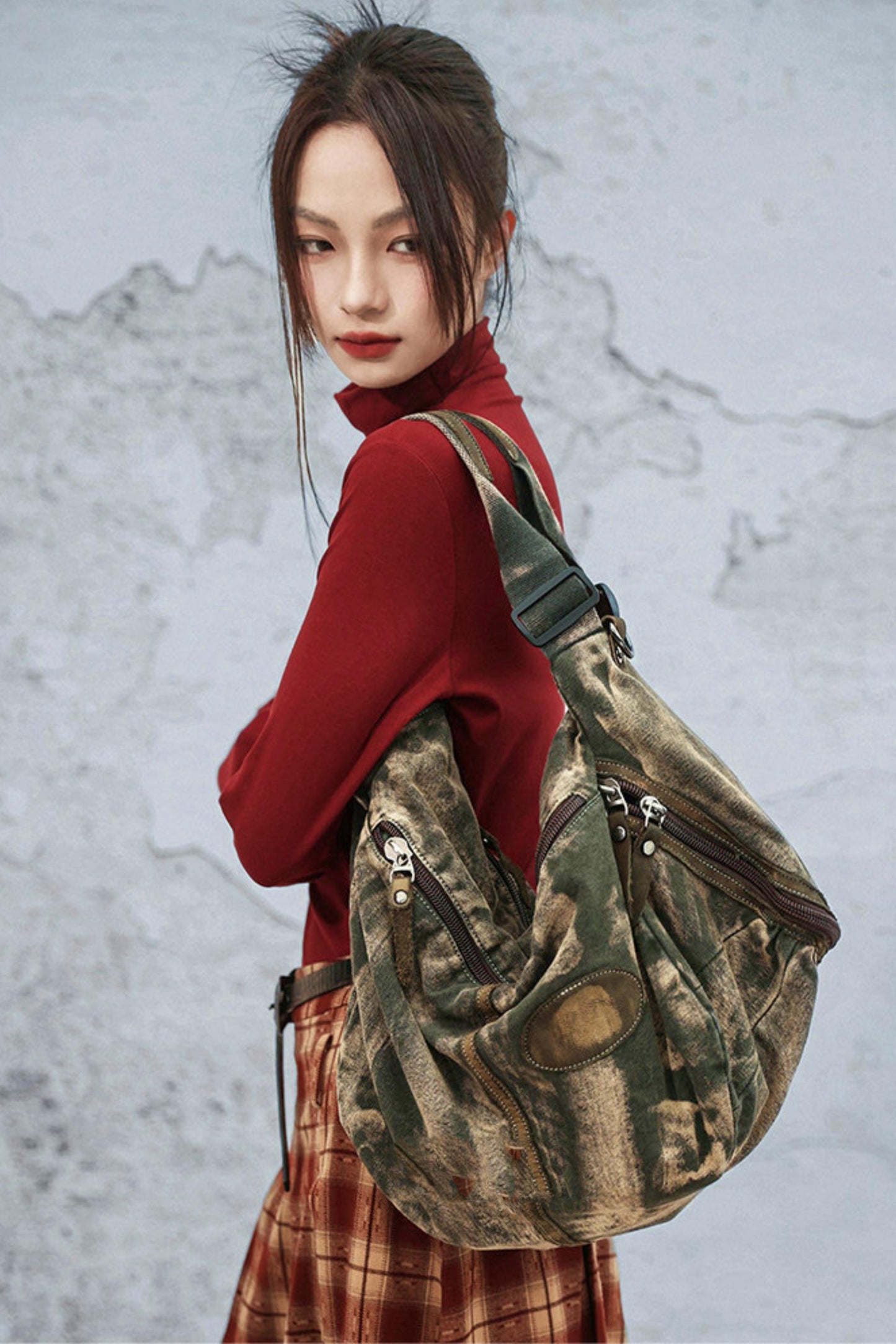 Distressed Washed Denim Bag