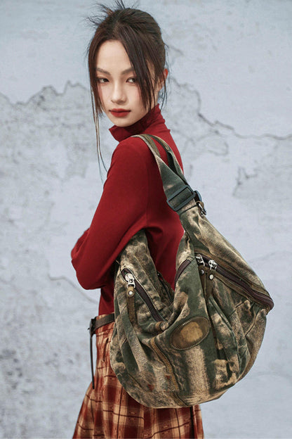 Distressed Washed Denim Bag