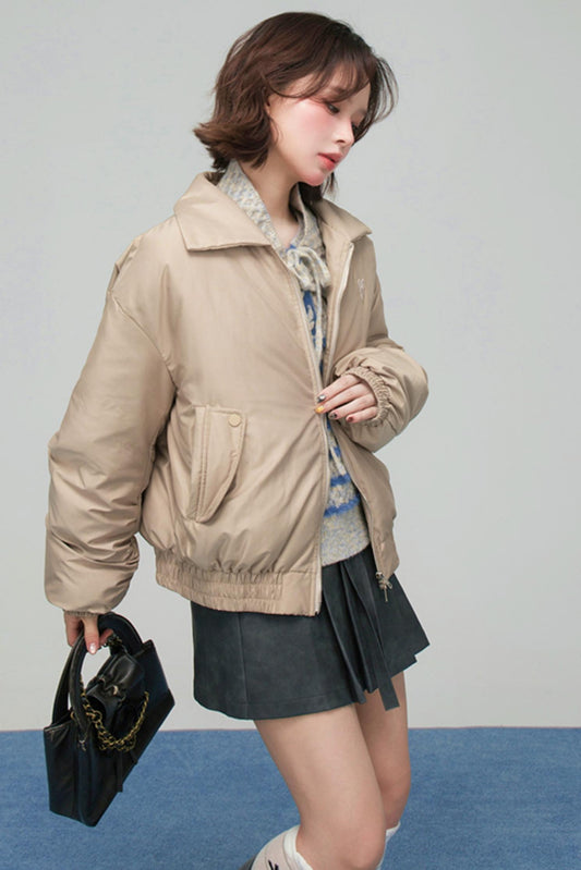 サテンコクーンダウンジャケット