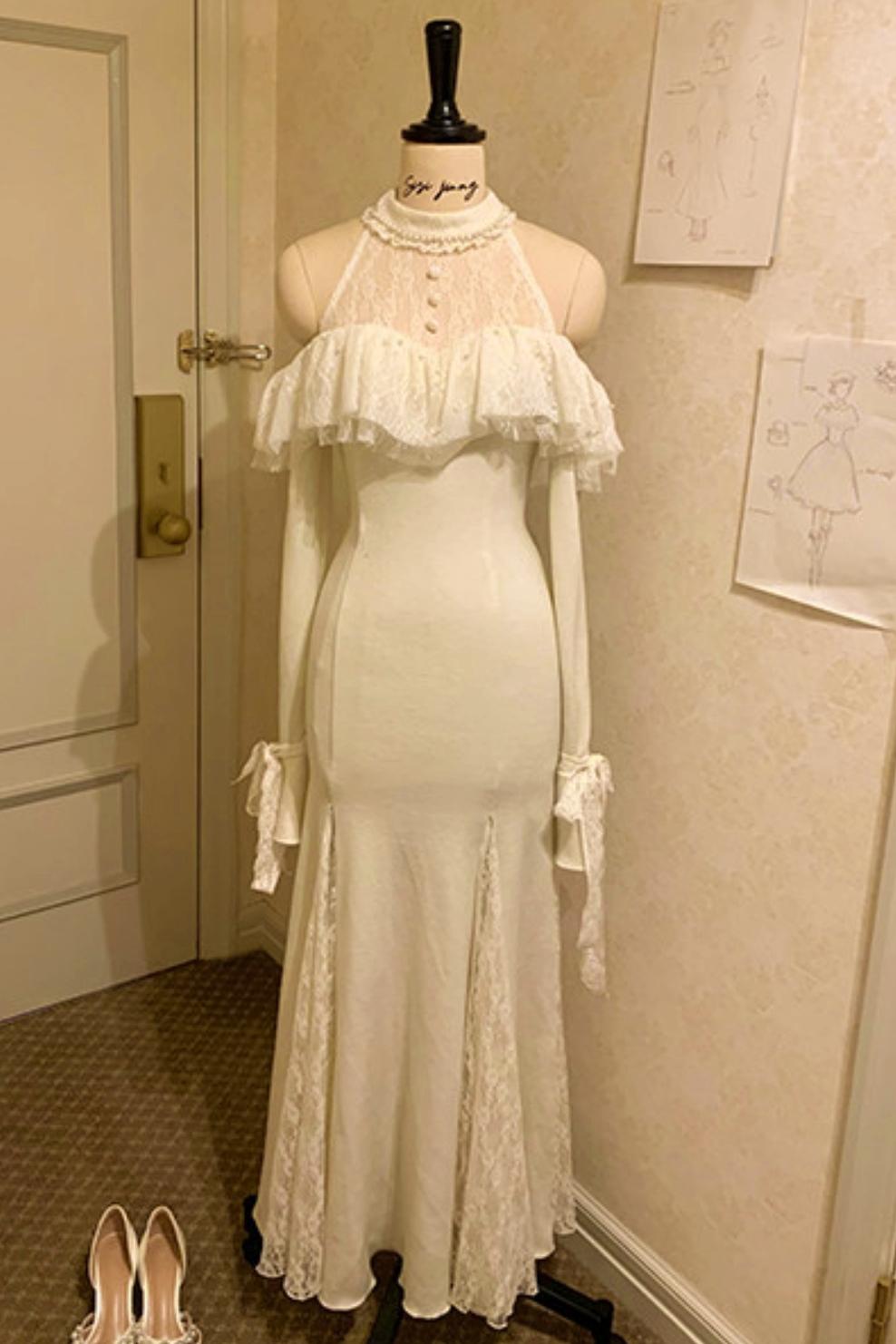 French Lace Waist Slimming Dress + Soft White Longline Croque