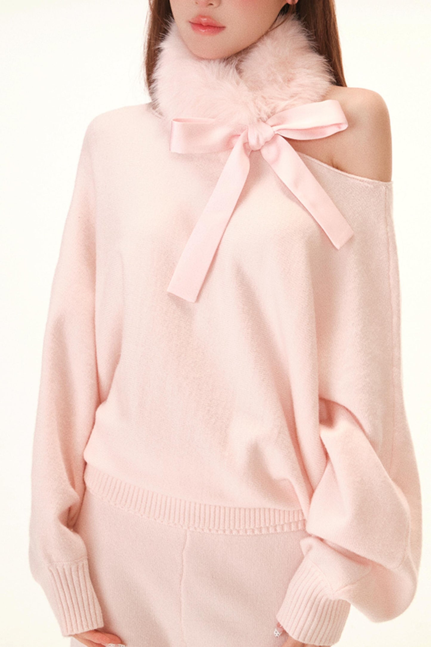 スイートオフショルダートップス+パンツ+スカーフ