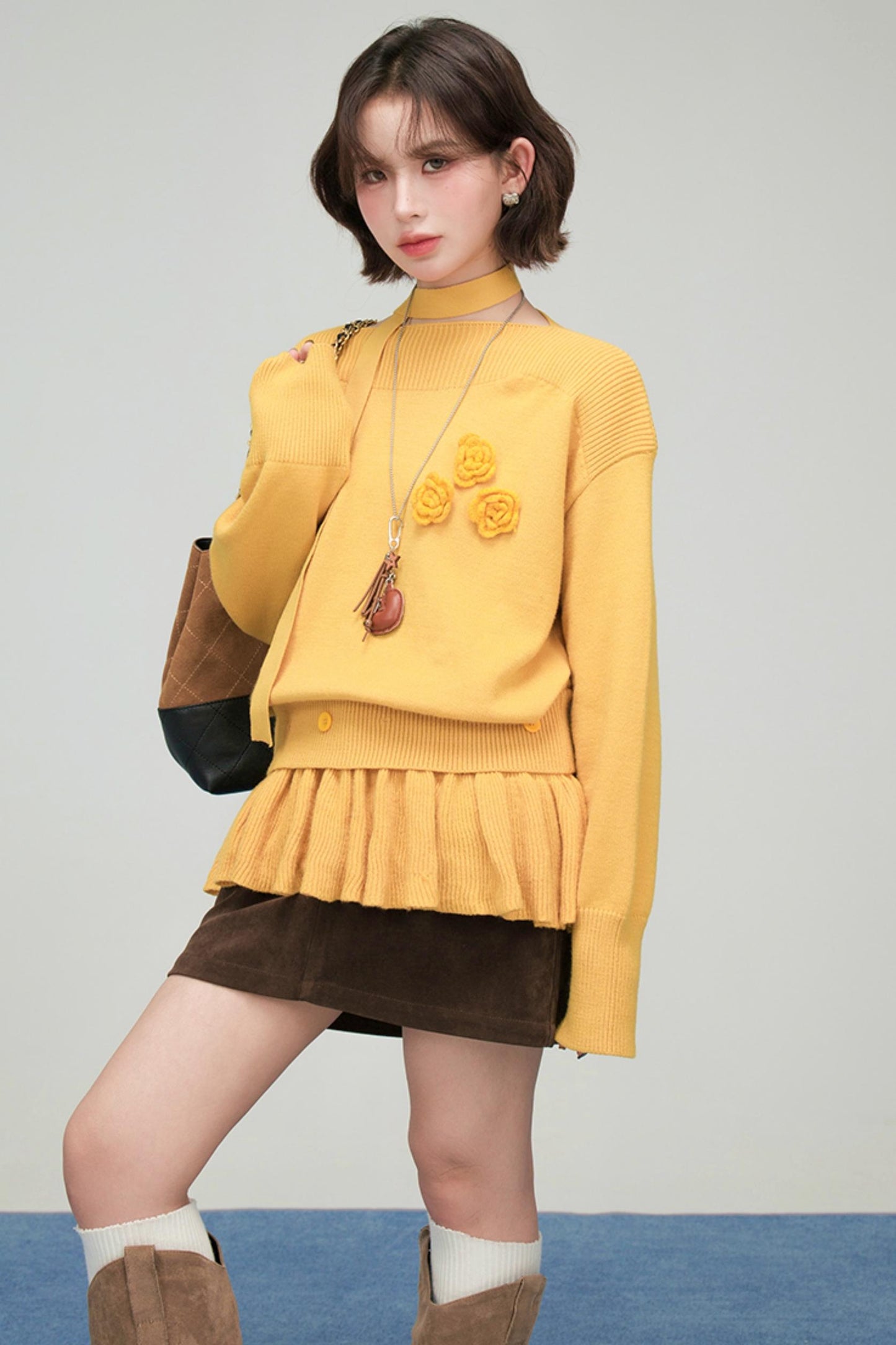 レトロポイントフラワーニット