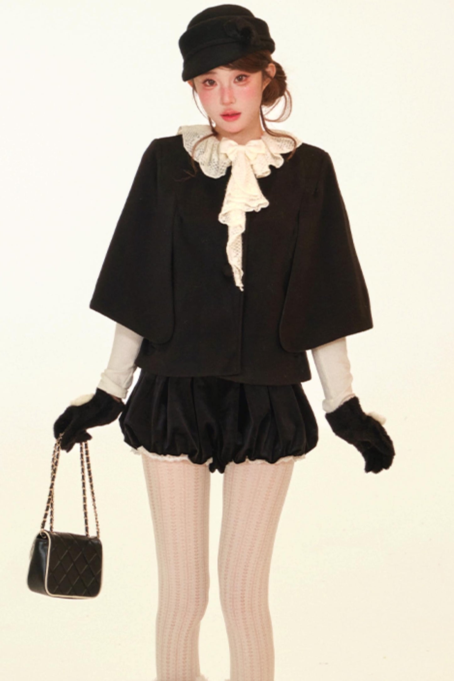 Winter Lace Ruffle Coat + Top + Pants