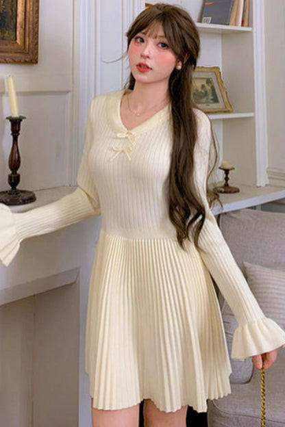 プリーツスイートニットドレス