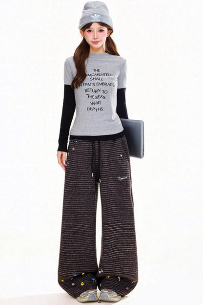 Retro Letter Slim Fit Top