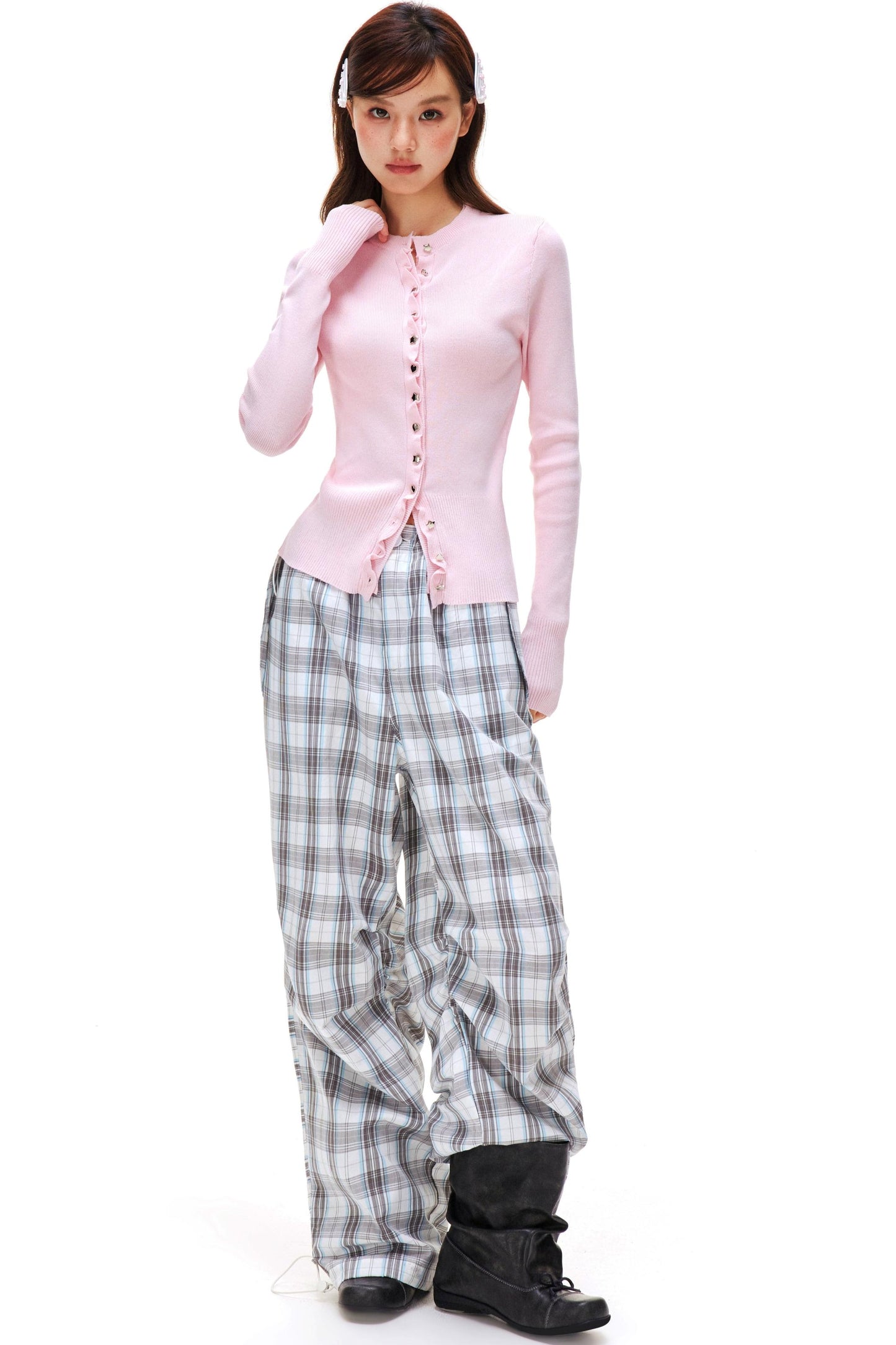 Love Star Button Slim Cardigan