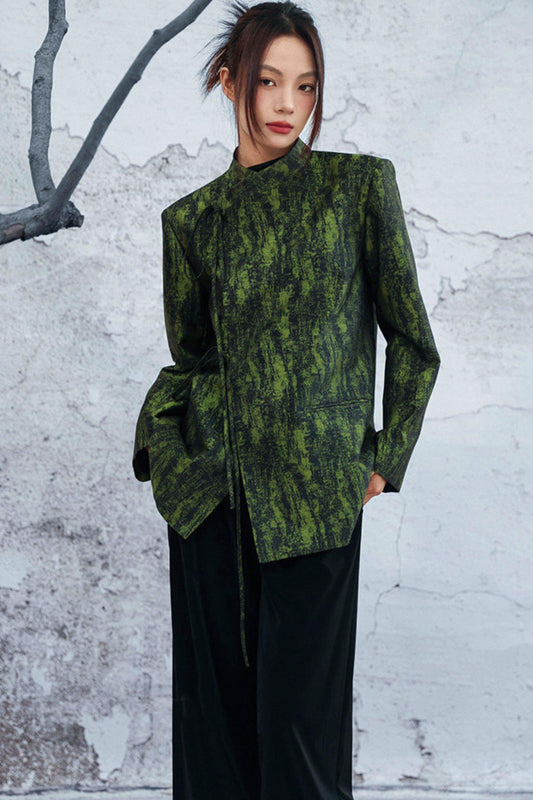 モッシーグリーンスタンドカラージャケット