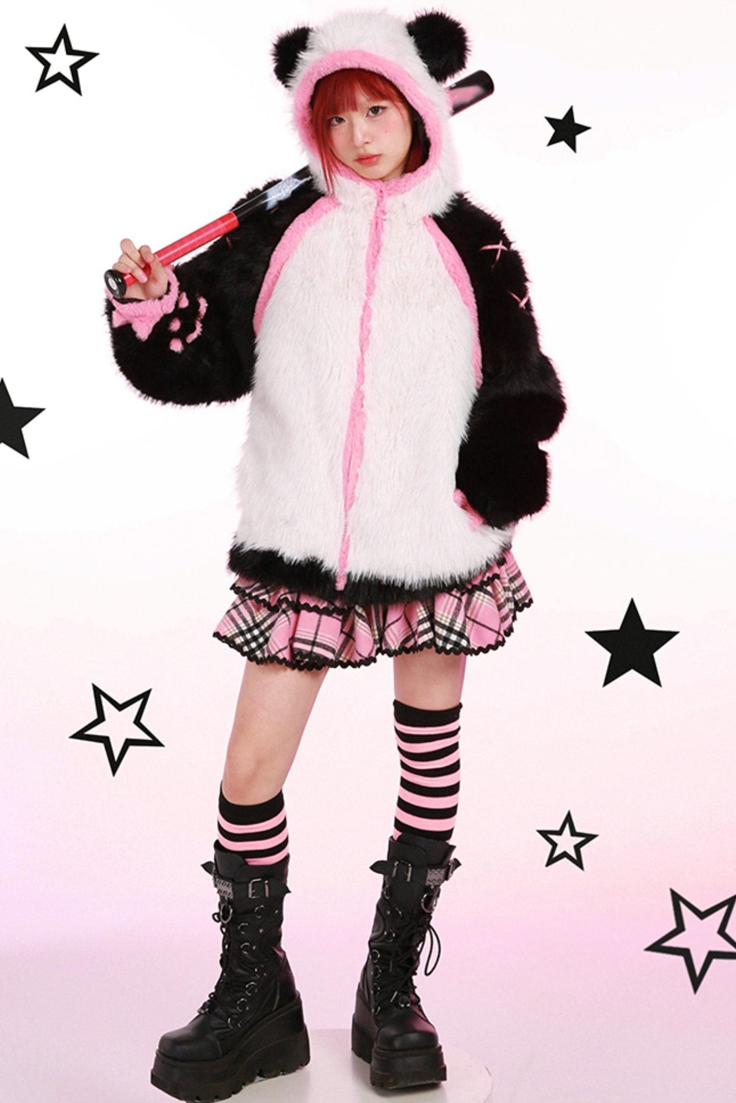 Subculture Faux Fur Panda Jacket