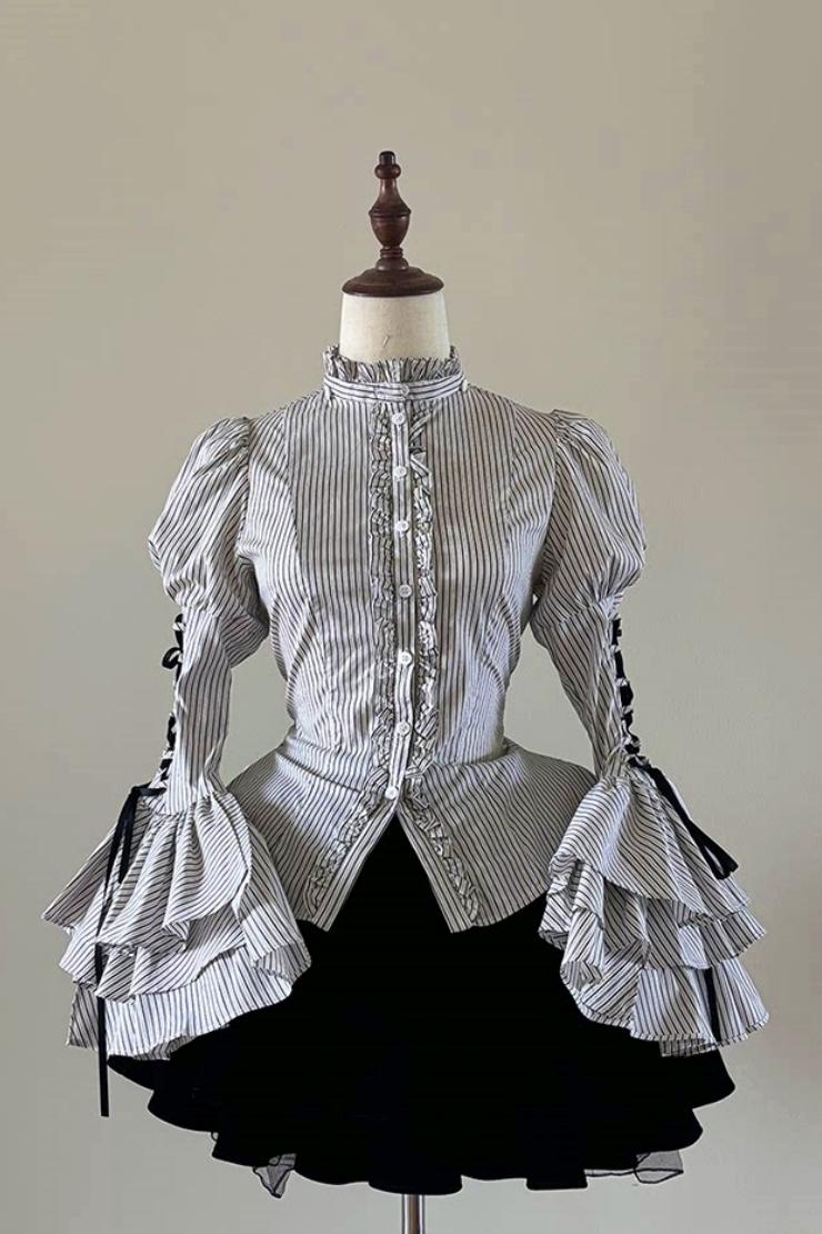 Princess Sleeve Gothic Striped Lolita Blouse