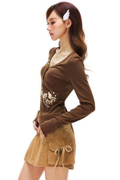 Happy Horse Design Star V-neck Top