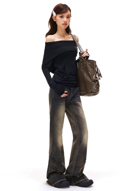 Retro Washed Flared Pants