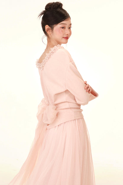 Mist Veil Lace Top and Skirt Set