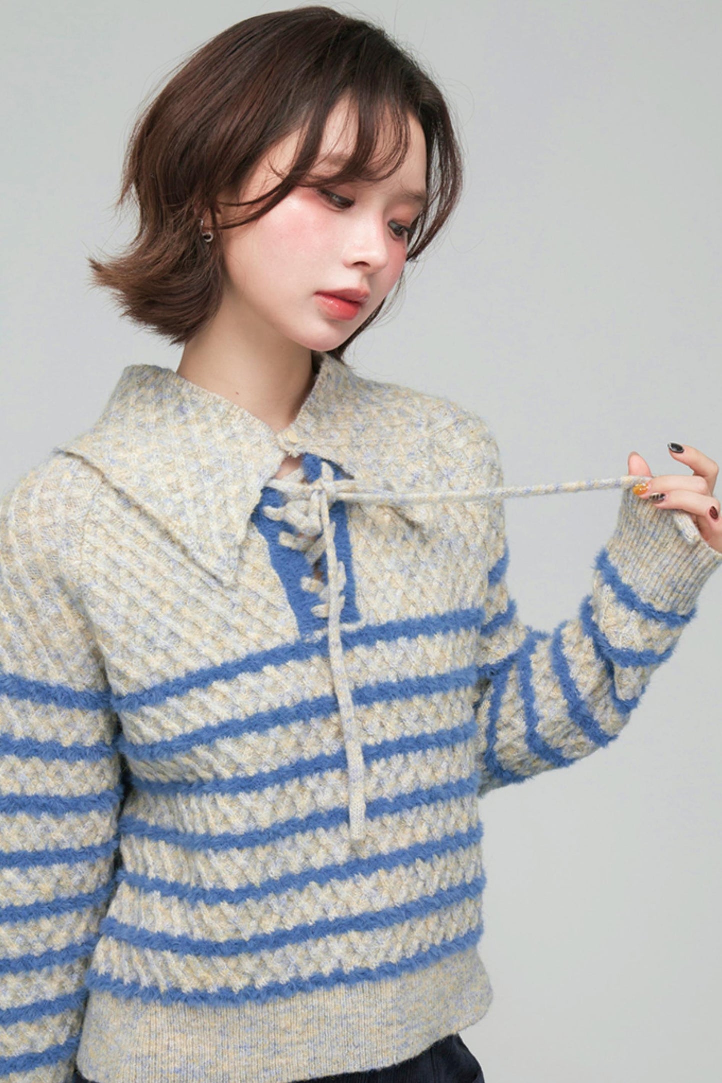 カラーブロックボーダーニット