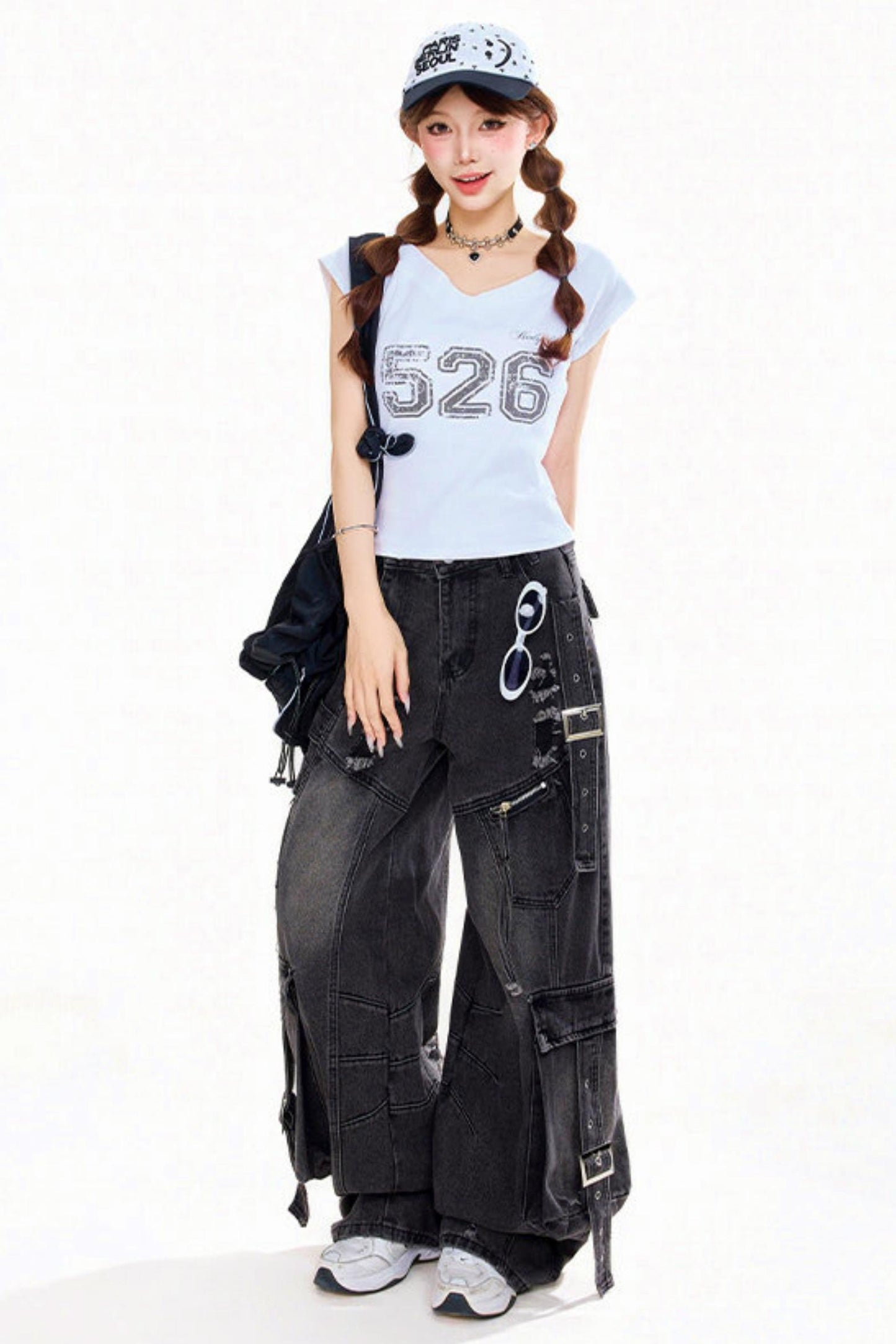 High Street Wash Wide Denim Pants