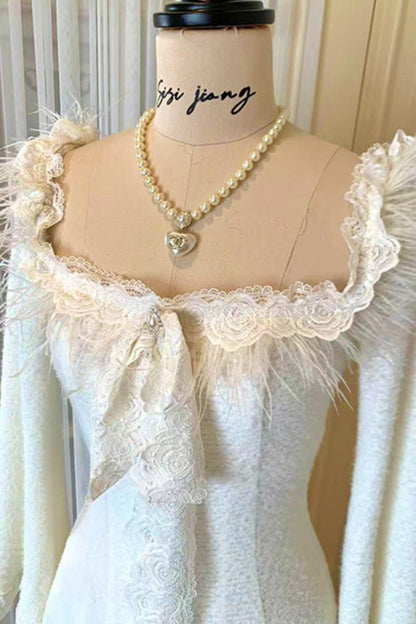 フレンチスイートスリムレースドレス