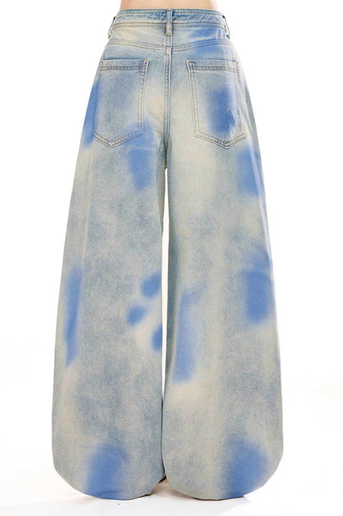 Marble Wash Wide Denim Pants