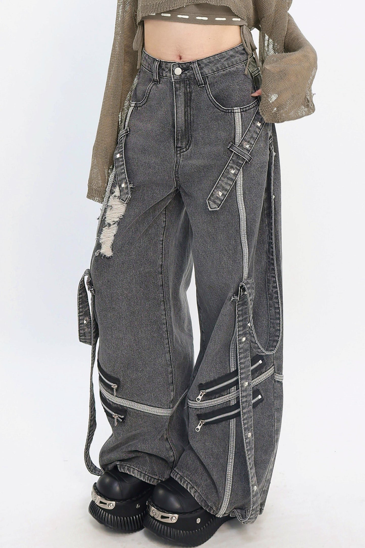 Decadent Punk Strap Denim Pants