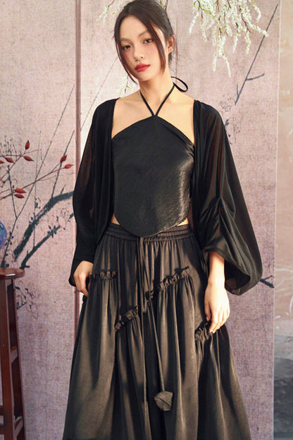Dark Romantic Satin Skirt