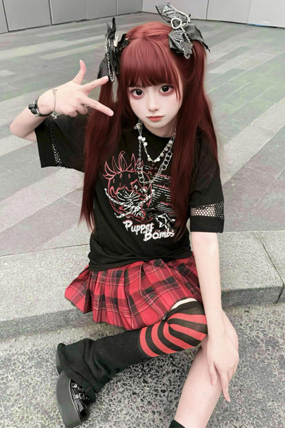 [Pre-Order] Subculture Dark Kawaii Punk T-Shirt + Skirt