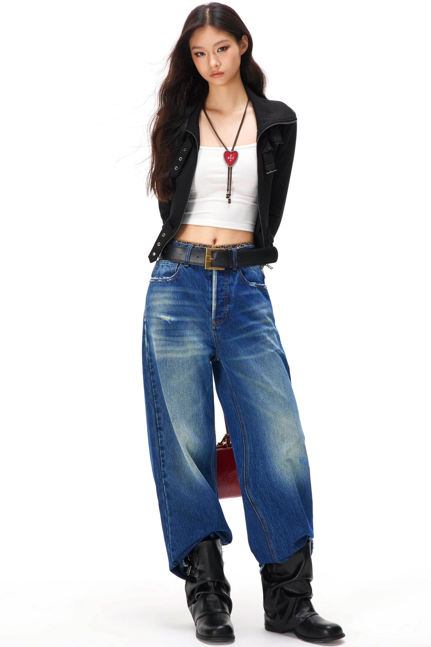 ディストレストウォッシュドデニムパンツ