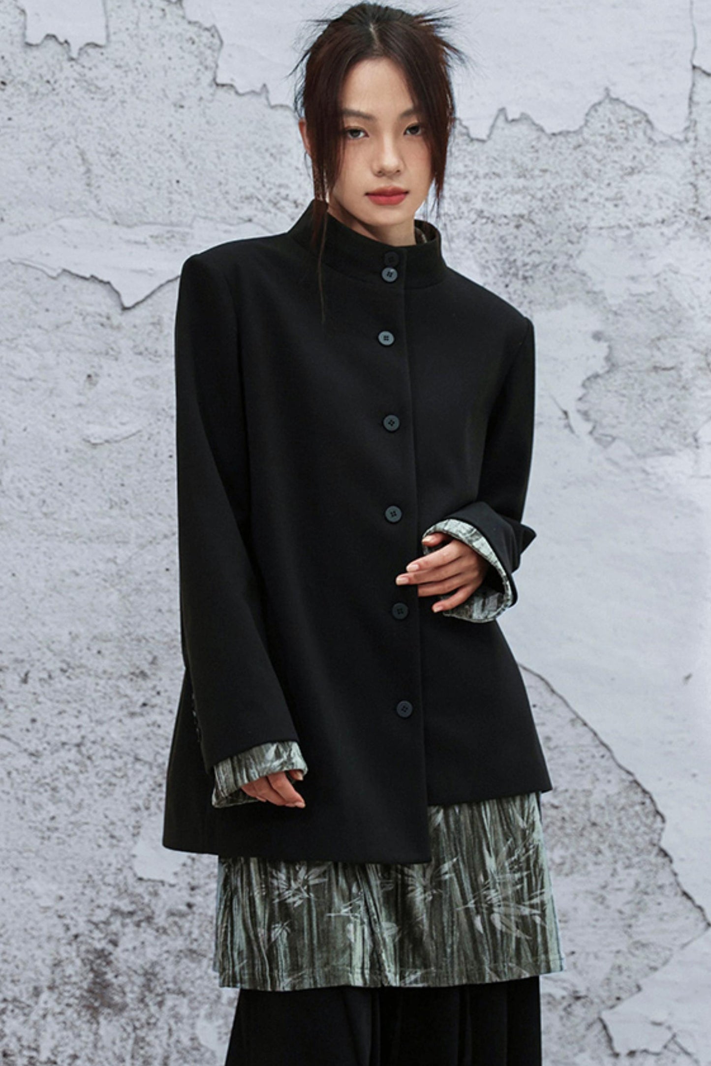 アシメトリカルパッチワークブレザー