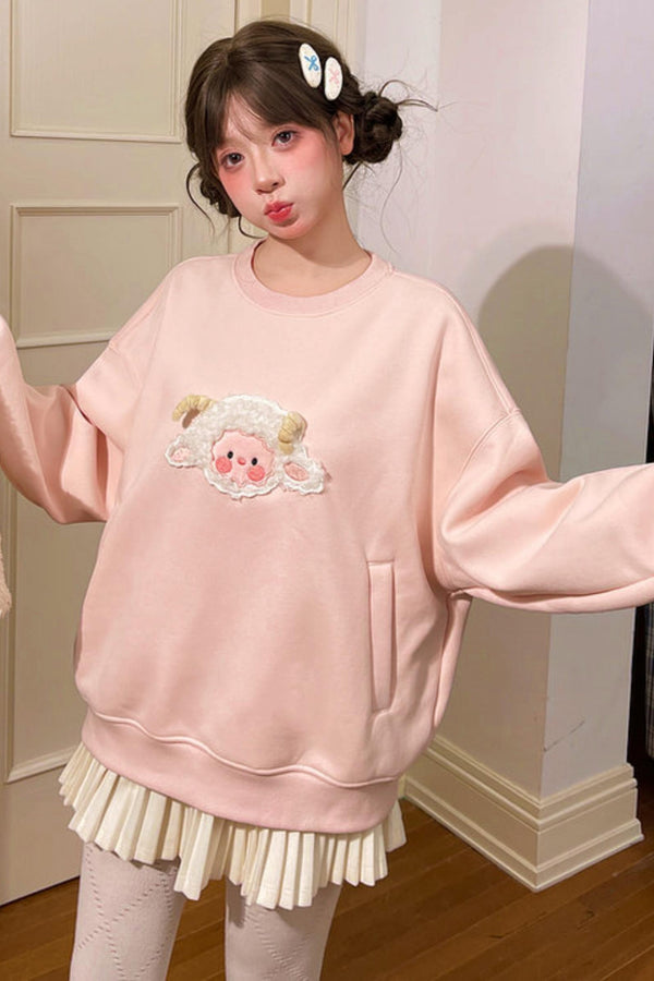 Forest Girl Lamb Fleece Sweatshirt + Hat